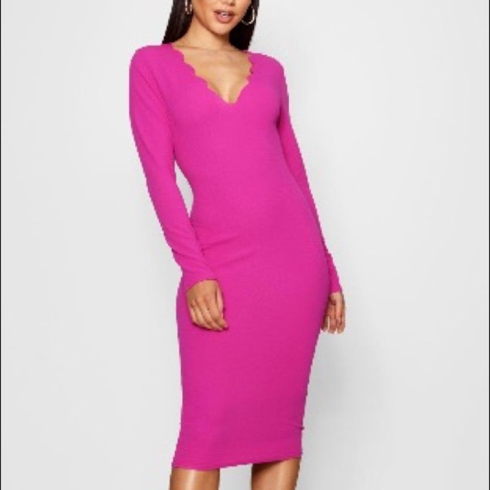 PINK MIDI BODYCON DRESS from BOOHOO
